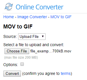 Online MOV to GIF converter