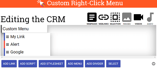 Right click menu tweaker for Chrome