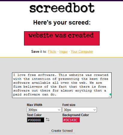 Screedbot- interface