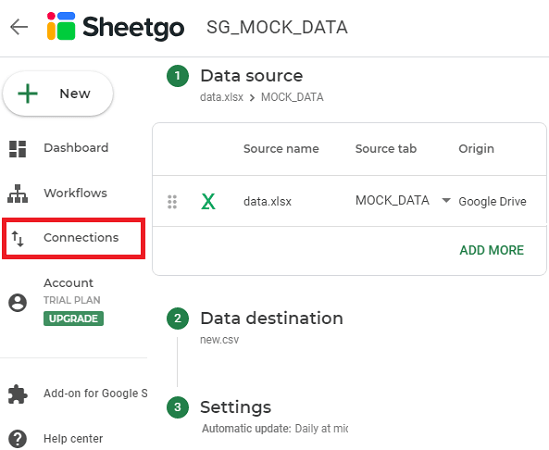 Sheetgo connections