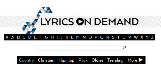Song lyrics search engine