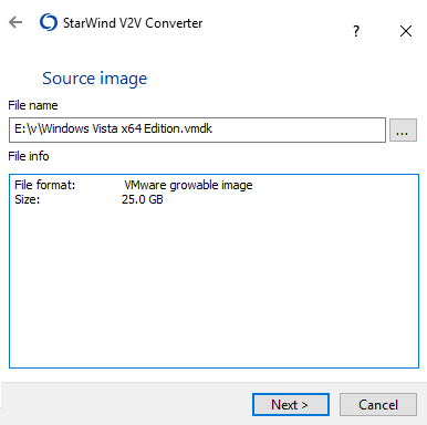 StarWind V2V Converter Specify Input Image