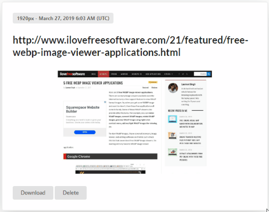 Take webpage screenshot at fixed intervals