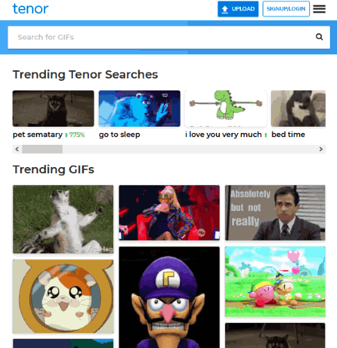 Tenor gif search engine