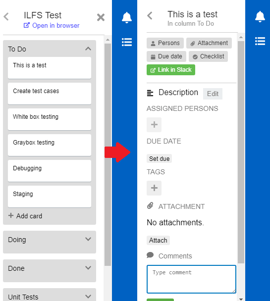 Trello boards editing from Slack