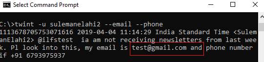 Twitter Scraper to Scrape Tweets Contaningn Email address, Phone Number