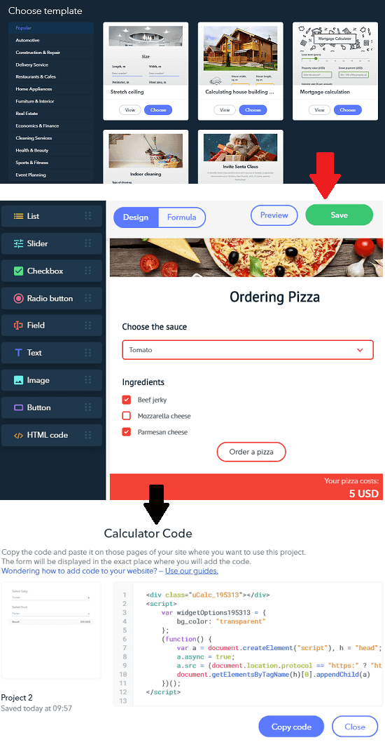 Ucalc in action template