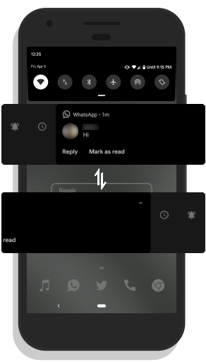 change notification swipe direction to dismiss notifications in android q