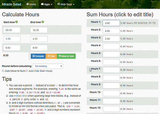 calculate timesheets online