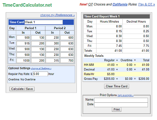 online timesheet calculator with overtime
