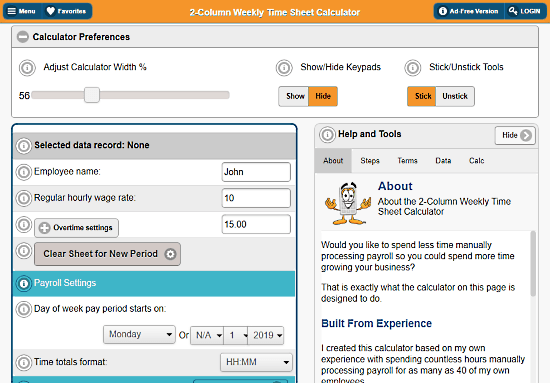 free online timesheet calculator with overtime