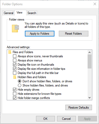 use apply to folders button