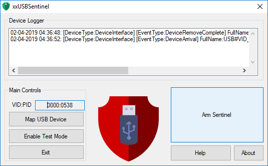 xxUSBSentinel configuration