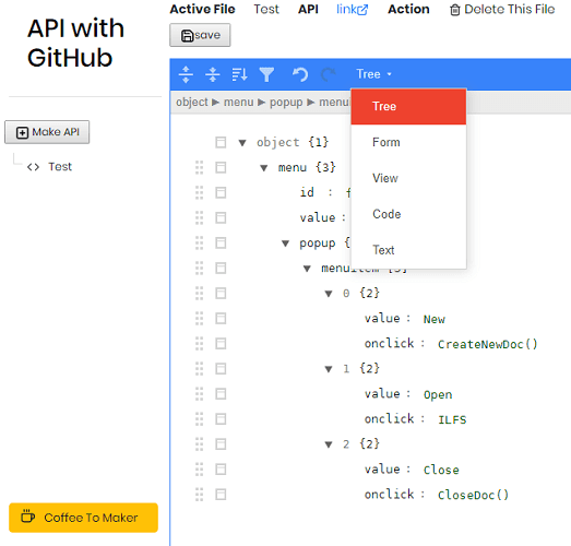 API with GitHub editor