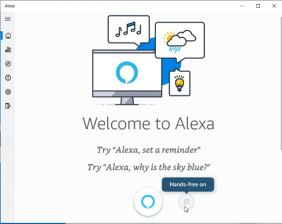 Alexa interface with hands-free on feature