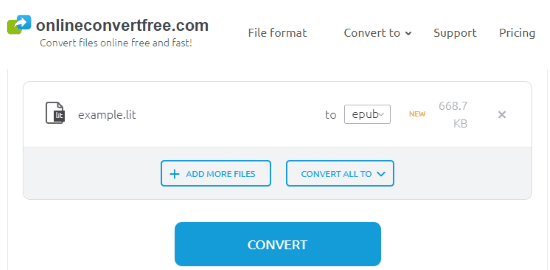 Convert LIT to EPUB Online