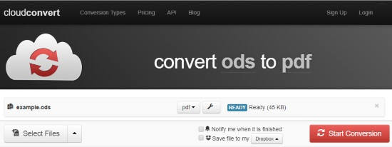 Convert ODS to PDF online