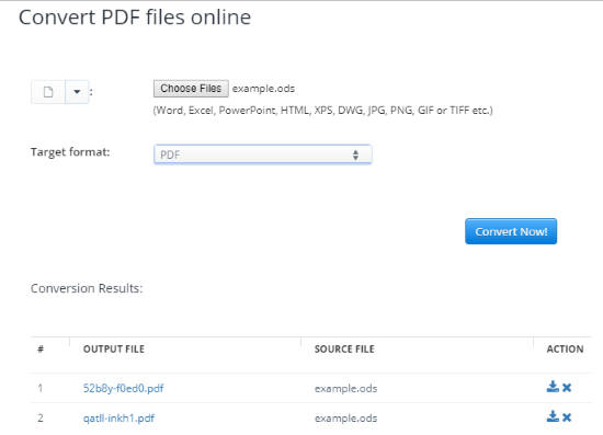 Convert ODS to PDF online