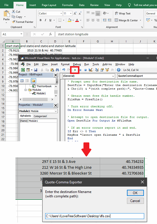 Excel Run VBA Quote to Add Double Quotes