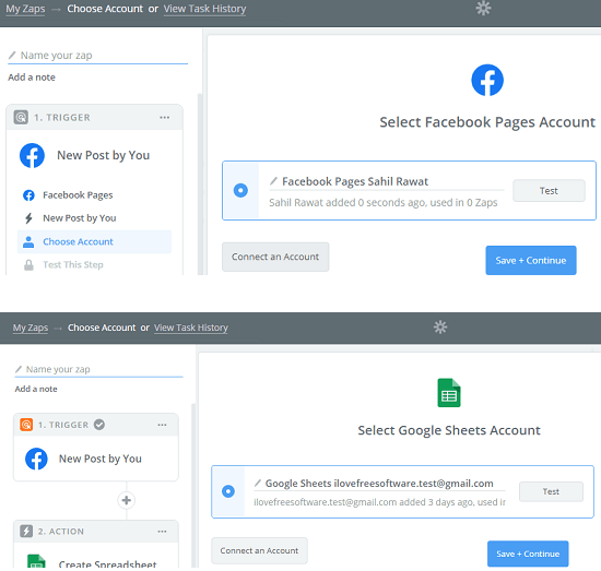 Facebook page and google sheet connect