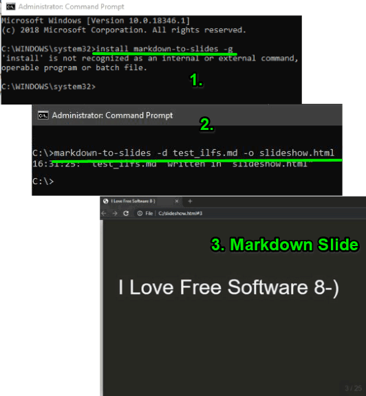 Markdown-to-slides command line software