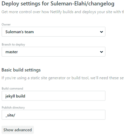 Netlify deploy settings