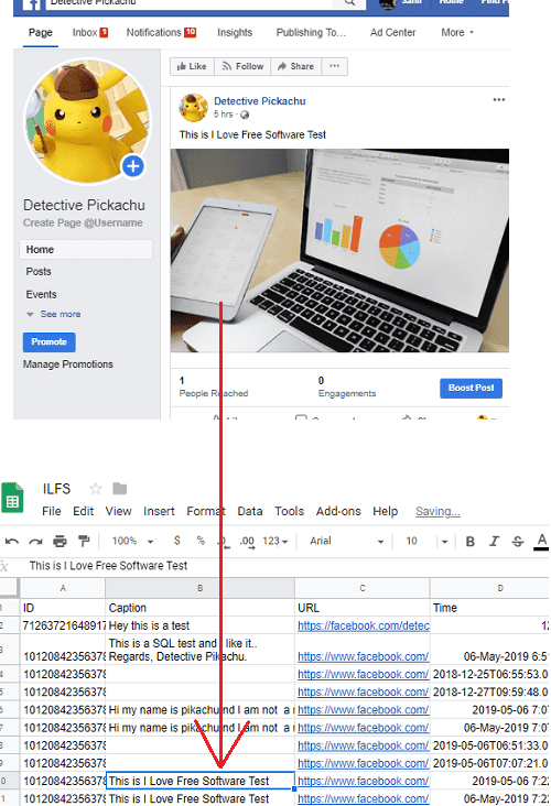New Facebbok Page Post to Google Sheets