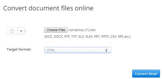 Online Excel to HTML converter