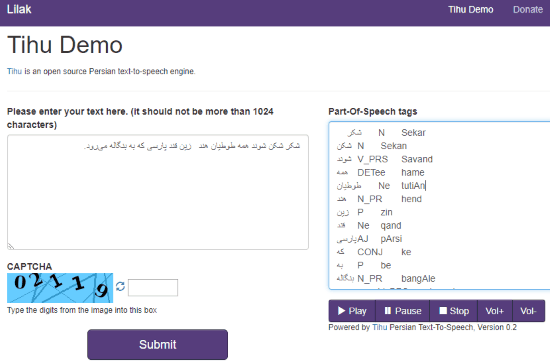 Persian Text to speech engine