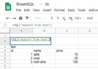 SQL statements by formula