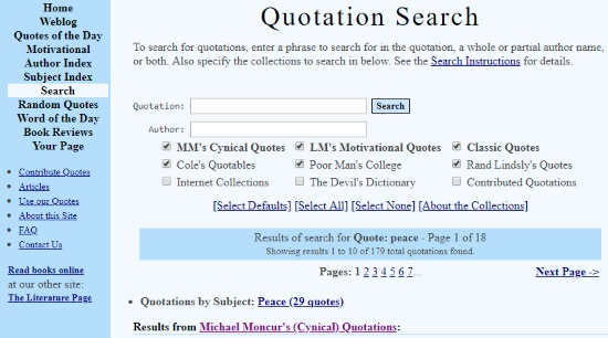 Search engine for quotes