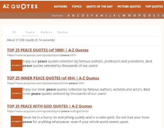 Search engine for quotes