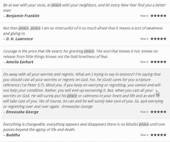 Search engine for quotes