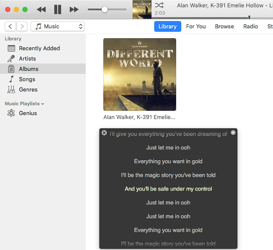 See Lyrics of Current Playing Song in iTunes, Spotify, Vox in macOS