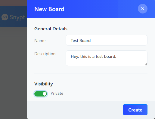 Snypt create board