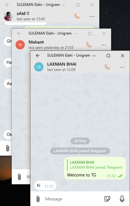 Unigram multiple chat window