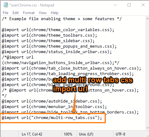 add multi row tabs css import url