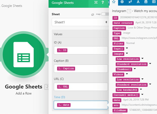 bind Google Sheets columns to data type