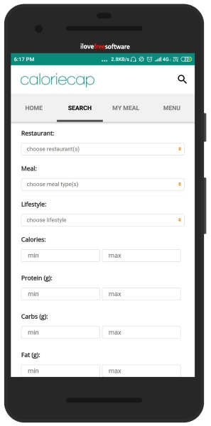 choose restaurant based on calories