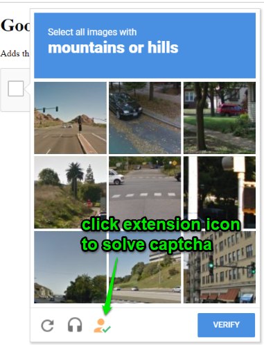 click extension icon to solve captcha