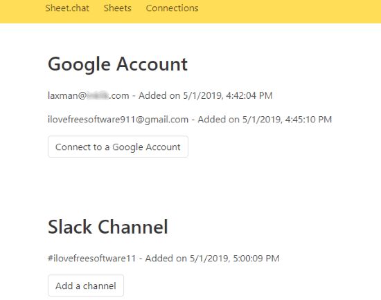 connect google accounts and slack channel
