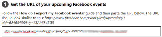 enter url of upcoming facebook events