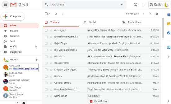gmail with default interface