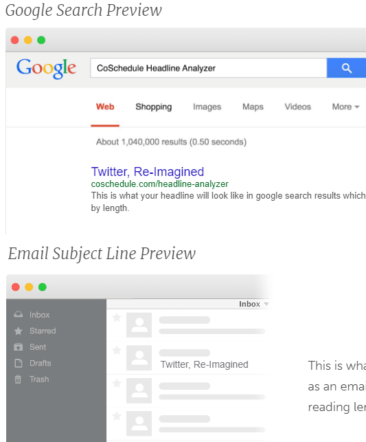 headline search and email preview