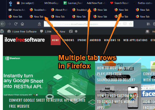 multiple tab rows visible in firefox