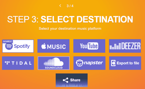 select soundcloud platform as destination