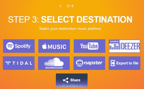 select spotify as destination