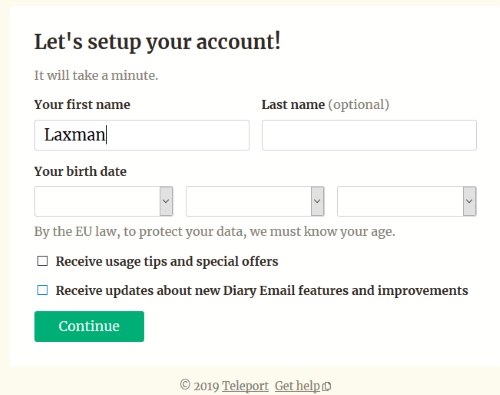 setup your diary account