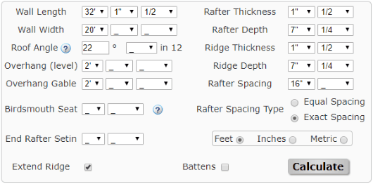 Blocklayer gable roof framing calculator website