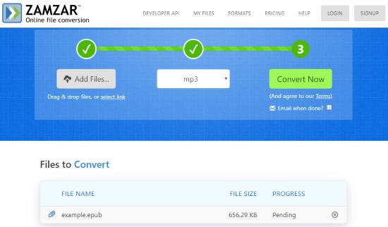 Convert EPUB to MP3 Online